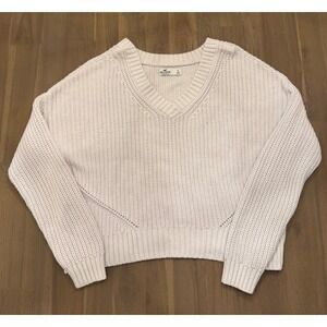 Hollister California Women V Neck Sweater Light Pink Knit Size S